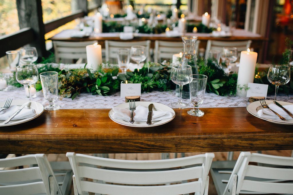 Table with Greenery center pieces